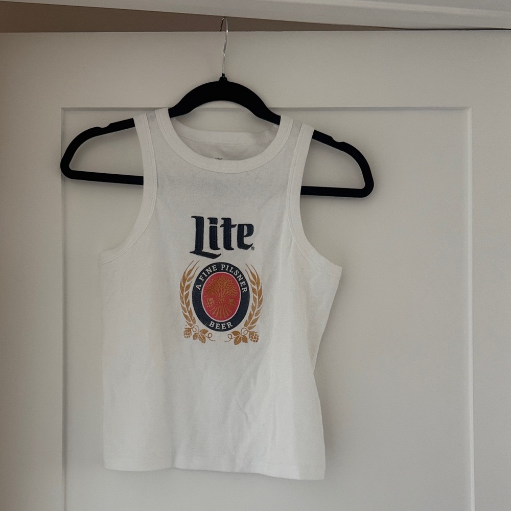 White Miller Lite Tank Top Size L Never Worn